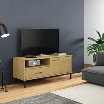 vidaXL Tv-meubel met metalen poten OSLO massief grenenhout, Verzenden