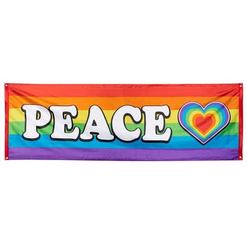 Regenboog Banner Peace 2,2m, Verzenden