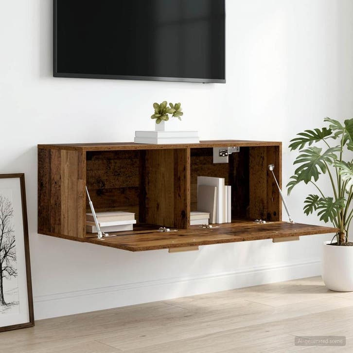 vidaXL Wandkast Oud hout 100 x 36,5 x 35 cm Bewerkt hout, Huis en Inrichting, Kasten | Overige, Nieuw, Verzenden