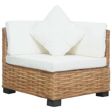 vidaXL Hoekbank met kussens natuurlijk rattan, Verzenden, Nieuw