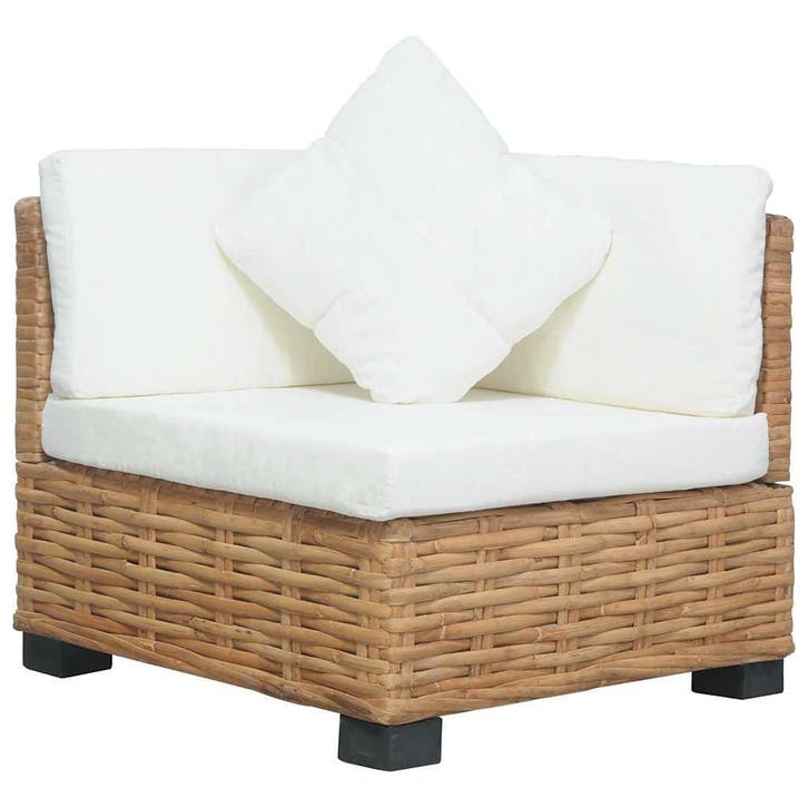 vidaXL Hoekbank met kussens natuurlijk rattan, Jardin & Terrasse, Ensembles de jardin, Envoi