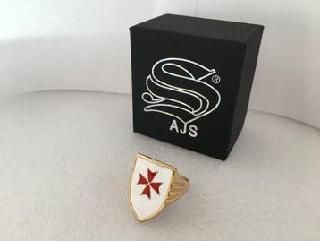 Massief Maltezerkruis Schild Keramische Emaille Tempeliers