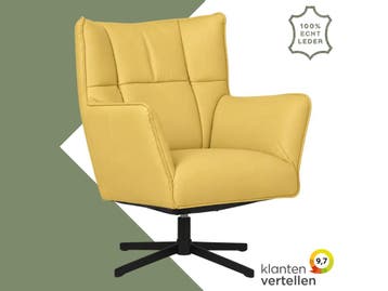 Leren draaifauteuil Lovely - Toledo Lemon (geel), Ophalen of Verzenden
