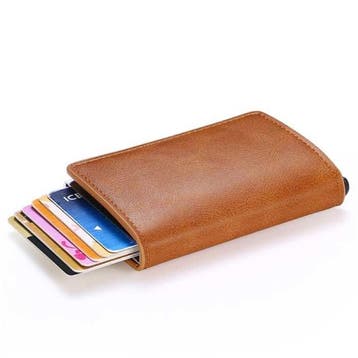 RFID Creditcard Houder Portemonnee - Vintage Leren Aluminium, Verzenden, Nieuw