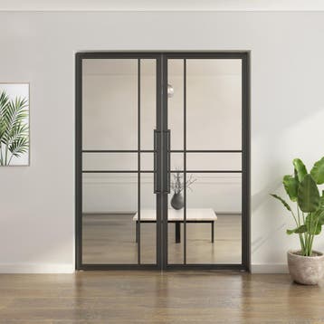 Dubbele stalen taatsdeur Zwart 6 Vlaks  Helder glas Luxe des, Overige typen