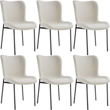 tectake Gestoffeerde stoel Tessa - Geweven stof gebroken wit, Huis en Inrichting, Stoelen, Verzenden, Nieuw