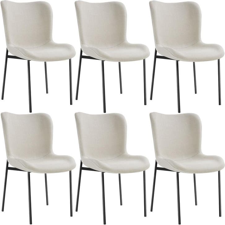 tectake Gestoffeerde stoel Tessa - Geweven stof gebroken wit, Huis en Inrichting, Stoelen, Verzenden