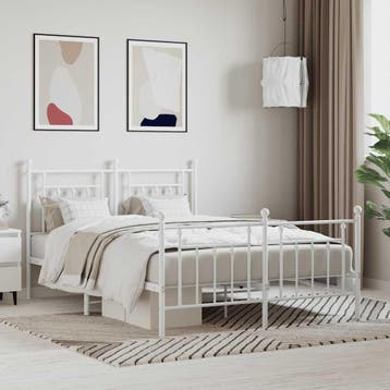 vidaXL Bedframe met hoofd- en voeteneinde metaal wit 140x200, Huis en Inrichting, Verzenden, Nieuw