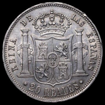Spanje. Isabel II. 20 Reales 1855 - Sevill (Zonder
