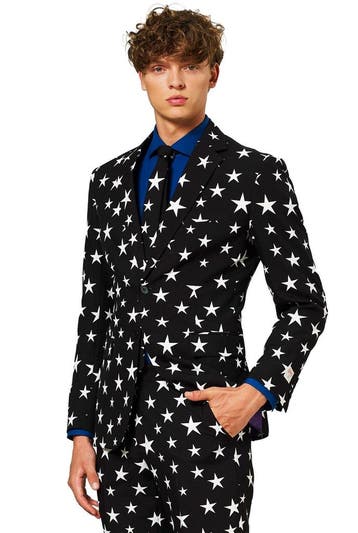 Zwart Wit Sterren Pak Heren OppoSuits, Verzenden, Nieuw