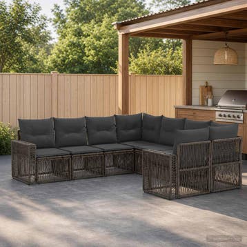 vidaXL Tuinbank Set 8 st 8-Aantal zitplaatsen Grijs en, Verzenden, Nieuw