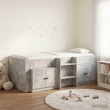 vidaXL Loft Bed Frame met Kast met opslag 3 st Betongrijs, Huis en Inrichting, Verzenden, Nieuw