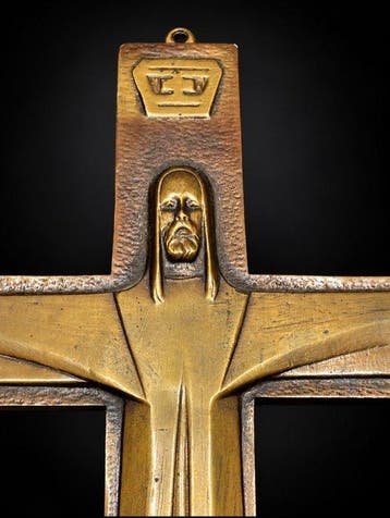 Art Deco Kruisbeeld/Crucifix - 41 cm - 1,5 kg - Art Deco -, Antiek en Kunst