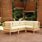 vidaXL 4-delige Loungeset met crèmekleurige kussens, Tuin en Terras, Verzenden, Nieuw, Loungeset