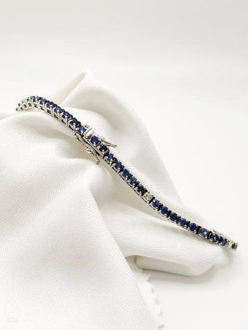 Armband - 18 karaat Witgoud Saffier - Diamant, Nieuw
