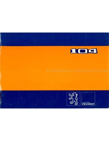 1980 PEUGEOT 104 INSTRUCTIEBOEKJE