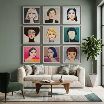 AA196 - Decoratieve stof - Galerij van vrouwelijke gezichten