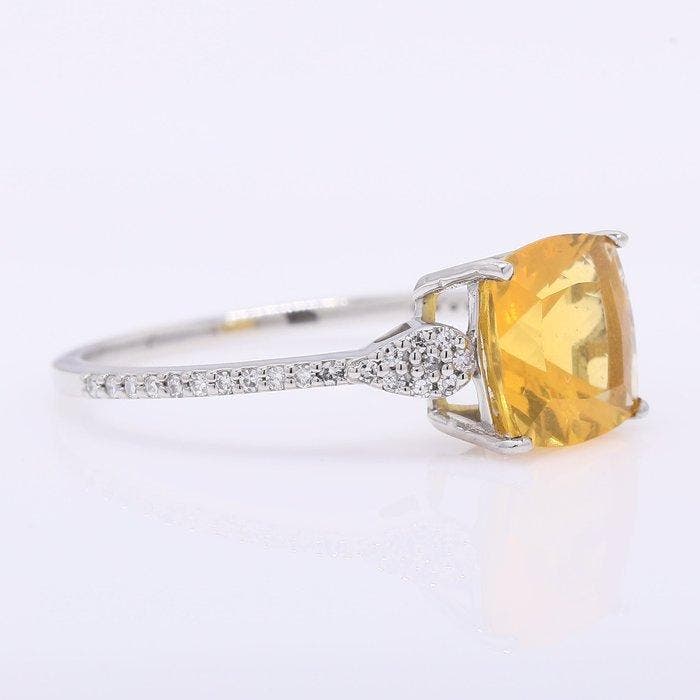 Zonder minimumprijs - Ring Platina - 1.50ct. tw. Vuuropaal -, Handtassen en Accessoires, Ringen