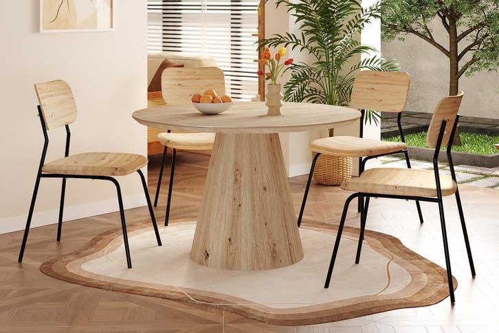 Tigo eettafel rond, kleur oude eik (nieuw, outlet), Maison & Meubles, Tables | Tables à manger