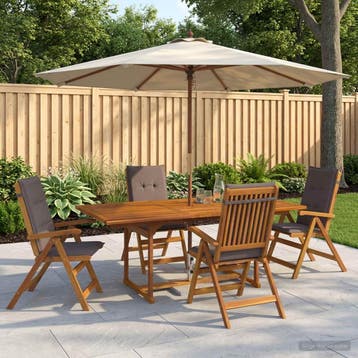 vidaXL 5-delige tuin eetset Naturel Massief Acacia Hout, Verzenden