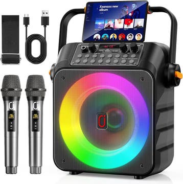 HWWR Karaoke Systeem met 2 microfoons - Het ultieme cadea..., Audio, Tv en Foto, Verzenden, Zo goed als nieuw, Complete set