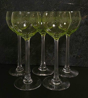 Art Nouveau uranium - Drinkservies - Kristal - Oude