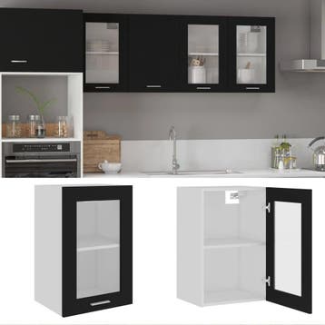 vidaXL Bovenkast Lyon 40x31x60 cm bewerkt hout zwart, Verzenden, Nieuw