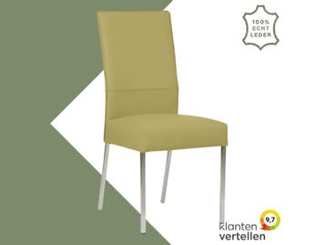Leren eetkamerstoel Real - Toledo Mustard (mosterd) - Poten, Huis en Inrichting, Overige kleuren, Nieuw, Ophalen of Verzenden