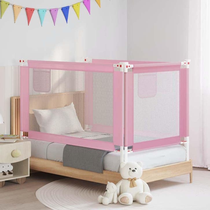 vidaXL Bedhekje peuter 140x25 cm stof roze, Enfants & Bébés, Barrières, Envoi