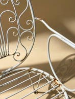 Stoel - Smeedijzer, Metaal - Een paar witte tuinstoelen met