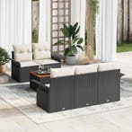vidaXL Tuinbank Set met opslag 6 pcs Zwart en Crème poly, Tuin en Terras, Verzenden, Nieuw