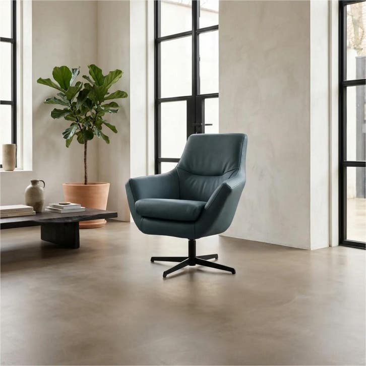 Leren draaifauteuil Wing, Huis en Inrichting, Fauteuils, 75 tot 100 cm, 75 tot 100 cm, Nieuw, Leer, Ophalen of Verzenden