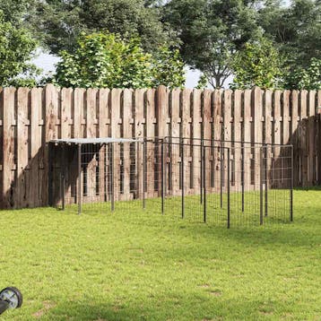 vidaXL Hondenkennel 4,84 m² staal zwart, Verzenden