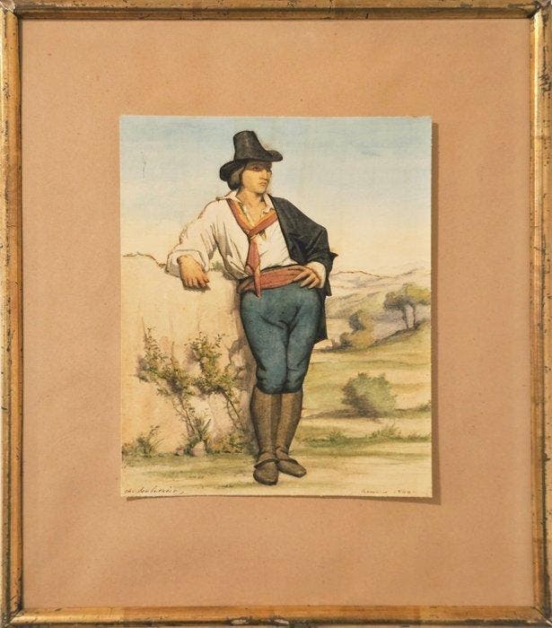 Charles Soulacroix (1825-1899) - Giovane uomo in costume, Antiquités & Art, Art | Peinture | Classique