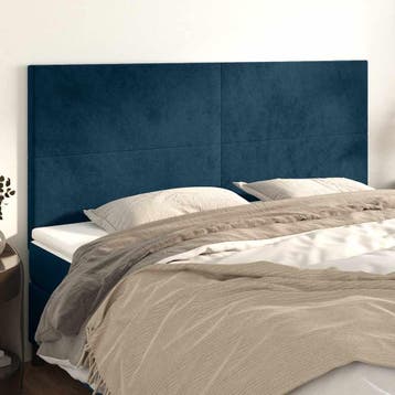 vidaXL Hoofdbord donkerblauw 180x5x118/128 cm fluweel, Verzenden