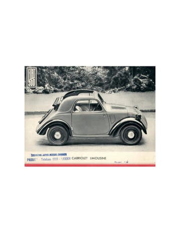 1936 FIAT 500 CABRIOLET LEAFLET NEDERLANDS, Ophalen of Verzenden