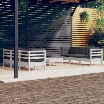 vidaXL 7-delige Loungeset met antracietkleurige kussens, Tuin en Terras, Verzenden, Nieuw, Loungeset