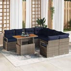 vidaXL Tuin Eettafel Set met kussen 9 pcs Grijs en, Verzenden, Nieuw