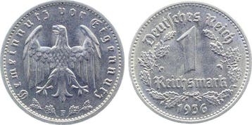 Duitsland 1 Reichsmark 1936 F prfr, J 354, Verzenden
