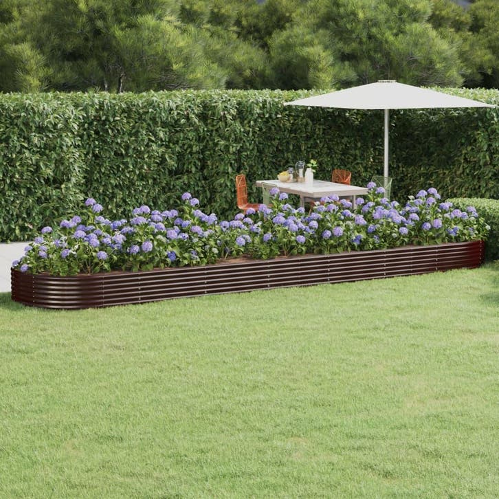 vidaXL Plantenbak 600x140x36 cm gegalvaniseerd staal bruin, Tuin en Terras, Bloempotten, Nieuw, Verzenden
