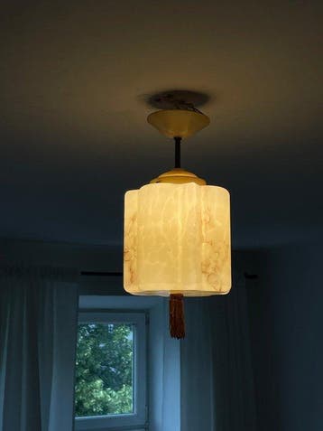 Plafondlamp - Glas - Art Deco gemarmerd