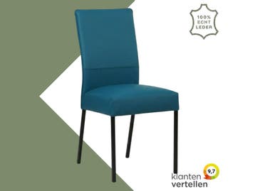 Leren eetkamerstoel Real - Toledo Turquoise (blauw) - Poten, Huis en Inrichting, Stoelen, Blauw, Nieuw, Ophalen of Verzenden, Eén