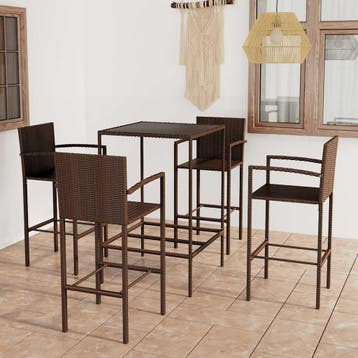 vidaXL 5-delige Tuinbarset poly rattan bruin, Verzenden, Nieuw
