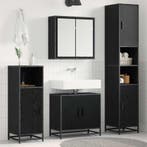 vidaXL Badkamermeubel Set met plank 4 pcs Zwart Eiken, Verzenden, Nieuw