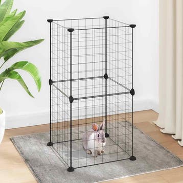 vidaXL Huisdierenkooi met 8 panelen 35x35x70 cm staal zwart, Verzenden, Nieuw