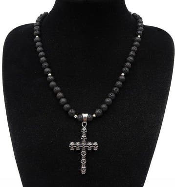 Lavasteen - Kruis - Memento Mori – Spirituele Arm –