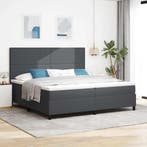 vidaXL LED Box Spring Bed Donkergrijs en Wit 200 x 200 cm, Verzenden