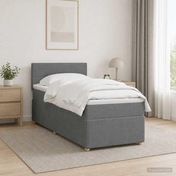 vidaXL Boxspringbed met matras en LED Donkergrijs 90 x 190, Maison & Meubles, Verzenden