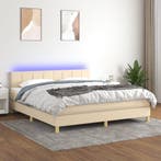 vidaXL Boxspring met matras en LED stof crèmekleurig 160x200, Verzenden