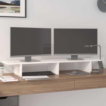 vidaXL Monitorstandaard 100x27x15 cm massief grenenhout wit, Verzenden